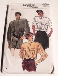 9137 VOGUE BUTTON COLLAR EPAULET SHORT - LONG SLEEVE  BLOUSE, TUNIC PATTERN 8,10